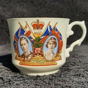 QUEEN ELIZABETH + KING GEORGE Mug AYNSLEY 1937 CORONATION Bone China